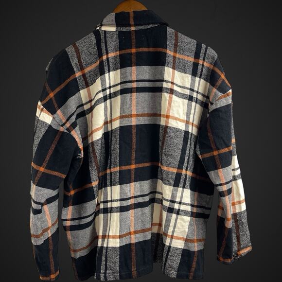 The Perfect Flannel By Madewell Black Orange Small 100% Cotton - Picture 8 of 9